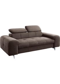 2-Sitzer COTTA "Chef", espresso, B:201cm H:72cm T:105cm, Chenille (90% Polyester, 10% Polyamid);Struktur (100% Polyester), Sofas, 2-Sitzer, mit Kopfteilverstellung