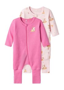 Schlafanzug name it "NBFNIGHTSUIT 2P ZIP FF ROSE DEER NOOS", M&auml;dchen, Gr. 86, rosa (ibis rose), Jersey, Obermaterial: 100% Baumwolle, bedruckt, slim fit, Rundhals, Homewear-Sets Schlafanzug
