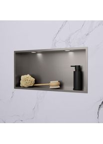 Viverso x wall Niche murale en acier inoxydable l: 600 H: 300 mm, avec cadre slim et &eacute;clairage LED, VU9901BS,