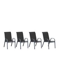 Ambia Garden Gartensessel-Set, Anthrazit, Schwarz, Metall, Textil, Flachrohr, 54x94x73 cm, stapelbar, inklusive Armlehnen, Gartenm&ouml;bel, Gartensessel, Gartenst&uuml;hle