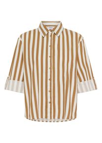 Hemdbluse Saint Tropez "ZalindaSZ Shirt", Damen, Gr. M, tiger's eye ice stripe, Web, Obermaterial: 100% Baumwolle, gestreift, h&uuml;ftlang, Rundhals, mit Aufschlag, Blusen Hemdbluse