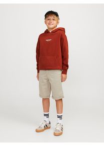 Jack & Jones Chinoshorts JACK & JONES JUNIOR "JPSTBOWIE JJSHORTS SOLID SN JNR", Jungen, Gr. 170, N-Gr, crockery, Web, Obermaterial: 98% Baumwolle, 2% Elasthan, unifarben, regular fit ca. Mitte Knie, Hosen Chinoshorts