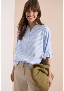 Langarmbluse Cecil, Damen, Gr. M (40), blouse blau, Web, Obermaterial: 78% Baumwolle, 22% Modal, gestreift, l&auml;ssig geschnitten h&uuml;ftbedeckend, Rundhals, abgesteppte Kante, Blusen Langarmbluse, in Seersuckerqualit&auml;t und mit Streifen