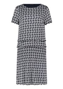 Midikleid Betty Barclay "Stufenkleid mit U-Boot-Ausschnitt", Damen, Gr. 48, EURO, dunkelblau, wei&szlig;, Obermaterial: 100% Polyamid PA., Kleider Midikleid