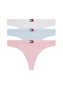 String "3 PACK THONG (EXT.SIZES)", Damen, Gr. XS (34), 3 Stk., classic pink, keepsake blau, wei&szlig;, Jersey, Obermaterial: 95% Baumwolle, 5% Elasthan, Tommy Hilfiger Underwear, k&ouml;rpernah, Unterhosen String, basic, elastischer Bund, unifarben