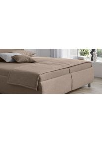 Tagesdecke Hapo "Plaid", hellbraun, B:220cm L:70cm, Bezug: 100% Polyester, Tagesdecken, Tagesdecke, beidseitig Stoff mit Vlie&szlig;watte versteppt