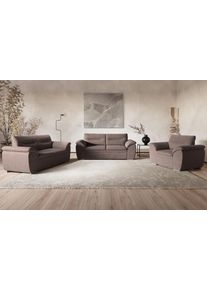 Polstergarnitur COTTA "Leandra", schlamm, Luxus-Microfaser, Sitzm&ouml;bel-Sets, Polstergarnitur, Set bestehend aus: 2-Sitzer & 2,5-Sitzer