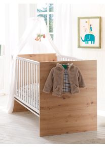 M&auml;usbacher Babybett M&Auml;USBACHER "Cindy", braun (asteiche, wei&szlig;), B:78cm H:91cm L:145cm, Holzwerkstoff, Babybetten, Babybett, mit Schlupfsprossen