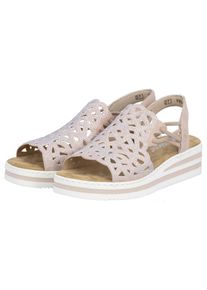 Keilsandalette Rieker, Damen, Gr. 43, altrosa, Lederimitat, unifarben, Schuhe Keilsandalette, Schlupfsandale, Sommerschuh, Urlaubsschuh mit Glitzersteine