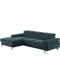 Ecksofa COTTA "Komaris L-Form, B: 244 cm", hunter, B:244cm H:72cm T:166cm, 88% POLYESTER (PES) 12% POLYAMID (PA), Sofas, Ecksofa, mit Kopfteilverstellung, optional Bettfunktion, Bettkasten & Licht