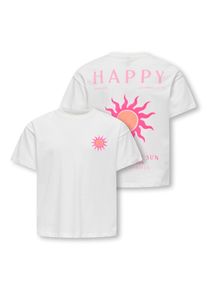 T-Shirt KIDS Only "KOGVERA S/S TOP CS ZA JRS", M&auml;dchen, Gr. 158/164, cloud dancer print:sol, begonia pink, Jersey, Obermaterial: 100% Baumwolle, bedruckt, unifarben, Basic normal, Rundhals, Shirts T-Shirt