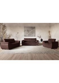 Polstergarnitur COTTA "Leandra", braun, Luxus-Microfaser, Sitzm&ouml;bel-Sets, Polstergarnitur, Set bestehend aus: 2-Sitzer & 2,5-Sitzer