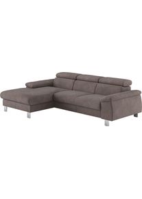 Ecksofa COTTA "Komaris L-Form, B: 244 cm", grau, B:244cm H:72cm T:166cm, 94% POLYESTER (PES) 6%POLYAMID (PA), Sofas, Ecksofa, mit Kopfteilverstellung, optional Bettfunktion, Bettkasten & Licht