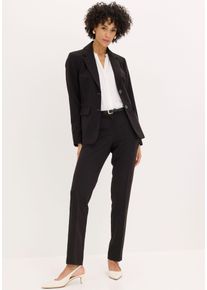 Hosenanzug bonprix "Hosenanzug 2-tlg", Damen, Gr. 36, N-Gr, schwarz (schwarz (l&auml;nge: regul&auml;r)), Web, Obermaterial: 80% Polyester, 15% Viskose, 5% Elasthan. Futter: 100% Polyester, gepflegt, unifarben, regular fit, Anz&uuml;ge Hosenanzug, Regular Fit, mit Elasthan-Anteil, verschiedene Konfektionsgr&ouml;&szlig;en, Topseller