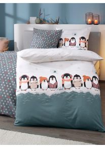 Bettw&auml;sche Dormisette Gr. 1, gr&uuml;n (ecru, jade, bedruckt), B/L: 135cm x 200cm, Feinbiber, B/L: 80cm x 80cm, 2 Stk., Feinbiber, 100% Baumwolle, Bettw&auml;sche, Bettw&auml;sche