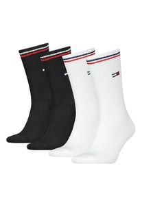 Socken Tommy Hilfiger "TH UNI TJ SOCK 4P ICONIC", Damen, Gr. 35-38, schwarz-wei&szlig; (wei&szlig;, schwarz), Baumwollmischung, normal, Socken Socken, Logo am B&uuml;ndchen