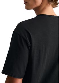 Marc O'Polo T-Shirt MARC O'POLO DENIM, Damen, Gr. L, schwarz, Jersey, Obermaterial: 100% Baumwolle, relaxed fit normal, Rundhals, offene Kante, Shirts T-Shirt, relaxed aus weichem Slub-Jersey