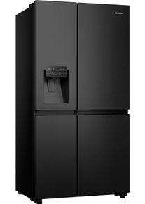 HISENSE Side-by-Side "RS818N4T", Energieeffizienz: E, schwarz (geb&uuml;rstetes edelstahl, schwarz), B:91cm H:179cm T:73cm, K&uuml;hlschr&auml;nke, Side-by-Side