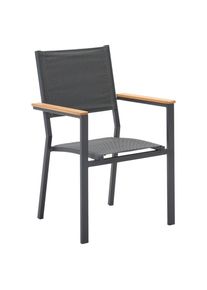 Ambia Garden Gartenstuhl, Anthrazit, Holz, Metall, Textil, Eukalyptusholz, massiv, eckig, 59x89.5x58 cm, Bsci, stapelbar, wetterbest&auml;ndig, UV-best&auml;ndig, Holzm&ouml;bel, Sitzgelegenheiten Holz, Gartensessel Holz