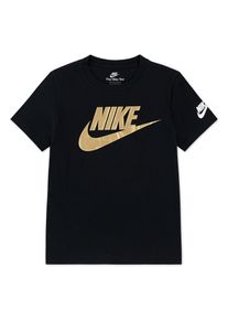 T-Shirt Nike Sportswear "NKN FUTURA EVERGREEN", Jungen, Gr. 110 (5), schwarz, metalli, Obermaterial: 60% Baumwolle, 40% Polyester, Rundhals, Shirts T-Shirt, f&uuml;r Kinder