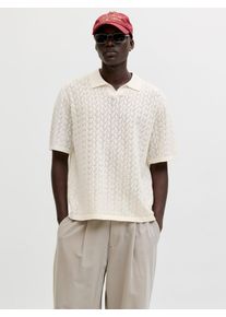 Jack & Jones Polokragenpullover JACK & JONES "JORTYLER KNIT SS SPLIT NECK POLO SN", Damen, Gr. XS, sea salt, Strick, Obermaterial: 50% Baumwolle, 50% Polyester, gemustert, regular fit normal, ohne Ausschnitt, B&uuml;ndchen, Pullover Polokragenpullover, Baumwollmischung, regular fit