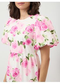 Midikleid Y.A.S "YASCOLEA SS ANKLE DRESS S. NOOS", Damen, Gr. 46, N-Gr, star wei&szlig; aop:pink emula, Web, Obermaterial: 100% Baumwolle, bedruckt, kn&ouml;chellang, Rundhals, elastischer Bund, Kleider Midikleid, Sommerkleid, Baumwolle, kn&ouml;chellang