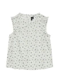 V&eacute;ro Moda R&uuml;schentop VERO MODA "VMTRINE SL TOP WVN NOOS", Damen, Gr. XS, snow wei&szlig; aop:maguerite blau jasper, Web, Obermaterial: 100% Baumwolle, bedruckt, normal, Rundhals, Tops R&uuml;schentop, Baumwolle