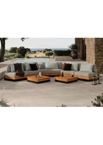 Ambia Garden Loungegarnitur, Schwarz, Teakfarben, Holz, Metall, 5-teilig, Teakholz,Teakholz, F&uuml;llung: Komfortschaum,Komfortschaum,Komfortschaum, Eckteil, 333x333 cm, ISO 9001, Bsci, FSC 100%, lichtecht, wetterbest&auml;ndig, Gartenm&ouml;bel, Loungem&ouml;bel, Loungegarnituren