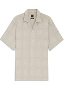 Duże Rozmiary - BOSS Orange - Lekka koszula z kr&oacute;tkim rękawem z bawełny o strukturze - 4XL