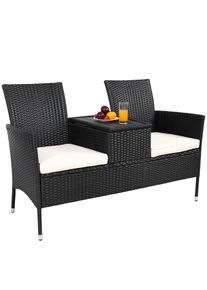 Casaria Polyrattan Kino Bank Schwarz 143x67x87cm