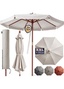 Kingsleeve Parasol Hout Beige &Oslash;330cm UV-bescherming 80+