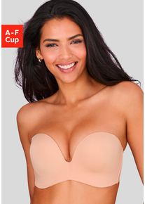 Multiway-BH Lascana, Damen, Gr. 85, Cup A, braun (toffee), Microtouch, Obermaterial: 68% Polyamid, 20% Polyester, 12% Elasthan, Basic, BHs Multiway-BH, mit 3 Tragevarianten, integrierter St&uuml;tzfunktion, Push-up-Kissen