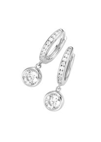 Paar Creolen "Klappcreolen mit Behang, Zirkonia wei&szlig;, Silber 925", wei&szlig;, Giorgio Martello MILANO, Ohrringe, Damen, Silber 925 (Sterlingsilber), Paar Creolen