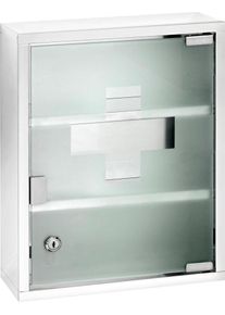 Medizinschrank Wenko, silber (silberfarben), B:30cm H:40cm T:12cm, Schr&auml;nke, Medizinschrank, Edelstahl und satiniertes Sicherheitsglas, 30 x 40 cm cm