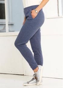 2-in-1-Hose GOLDNER "Kurzgr&ouml;&szlig;e Bequeme Baumwoll-Hose, Dehnbund", Damen, Gr. 22, K-Gr, blau, Obermaterial: 50% Baumwolle CO. 50% Polyester PES., gerade, Hosen 2-in-1-Hose, B&uuml;ndchen als Saumabschluss