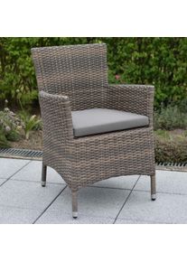 Gartensessel Merxx "Teneriffa", beige (beige, grau), B:61cm H:84cm T:61cm, Obermaterial: 100% Polyester. F&uuml;llung: 100% Polyurethan, Sessel, Gartensessel, 2er Set, Polyrattan, inkl. Sitzkissen