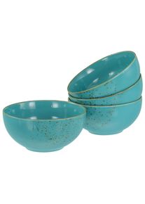 Schale Creatable "Nature Collection, Buddha Bowl 4-tlg", blau (water), H:7,5cm &Oslash;:17,5cm, Steinzeug, Sch&uuml;sseln, Schale, Handwerklicher Look, Vintage, H&ouml;he 7,5 cm