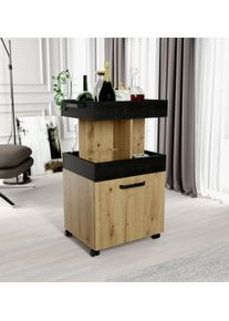 Barschrank FORTE "Homebar", schwarz (artisan eiche, schwarz eiche), B:50,2cm H:88,2cm T:41,1cm, FSC-zertifizierter Holzwerkstoff, Schr&auml;nke, Barschrank, H&ouml;he ca. 88 cm