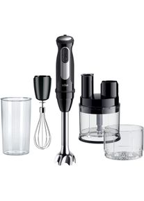 Braun Stabmixer "MultiQuick 5 Pro MQ 55755 M - 1000W, 25 Einstellungen, K&uuml;chenmaschine", schwarz (schwarz, edelstahl), B:6,8cm H:20,8cm T:6,2cm, Mixer, Spritzschutz, 500 ml Mini K&uuml;chenmaschine + Zubeh&ouml;r, Extra Mahlklinge, Stabmixer