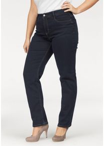 Bequeme Jeans MAC "Stella", Damen, Gr. 46, L&auml;nge 32, blau (dunkelblau rinsed), Denim/Jeans, Obermaterial: 92% Baumwolle, 5% Polyester, 3% Elasthan, clean, comfort fit kn&ouml;chellang, Jeans Bequeme Jeans, Gerader Beinverlauf
