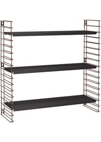 Wandregal Metaltex "Tomado", schwarz (bronzefarben, schwarz), B:70cm H:68cm T:21cm, Regale, Wandregal, Seitengitter bronzefarben