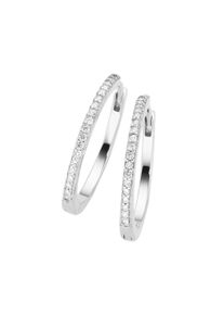 Paar Creolen "Klappcreolen mit Zirkonia, Silber 925", wei&szlig;, Giorgio Martello MILANO, Ohrringe, Damen, Silber 925 (Sterlingsilber), Paar Creolen