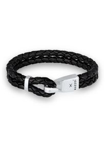 Lederarmband Kuzzoi "Armband Herren Leder Haken-Verschlu&szlig; Maritim 925 Silber" Gr. 230, silber, Armb&auml;nder, Herren, 230, Silber 925 (Sterlingsilber), Lederarmband