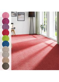 Teppichboden ANDIAMO "Ines, Kr&auml;uselvelours, Gesamth&ouml;he 8,5 mm, Luxusklasse LC2", rot, B:400cm L:350cm, Kunstfaser, Teppiche, Teppichboden, Uni Farben, Breite 400 cm, strapazierf&auml;hig & pflegeleicht