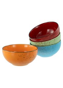 Schale Creatable "Nature Collection, Buddha Bowl 4-tlg", orange (mediterran), H:8,5cm &Oslash;:17,5cm, Steinzeug, Sch&uuml;sseln, Schale, Handwerklicher Look, Vintage, H&ouml;he 8,5 cm