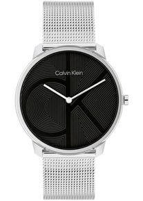 Quarzuhr Calvin Klein "CK ICONIC 40 mm", silber (silberfarben), Armbanduhren, Damen, Quarzuhr, Armbanduhr, Damenuhr, Herrenuhr, Edelstahlarmband, analog