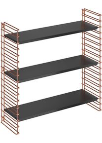 Wandregal Metaltex "Tomado", schwarz (kupferfarben, schwarz), B:70cm H:68cm T:21cm, Regale, Wandregal, Seitengitter kupferfarben