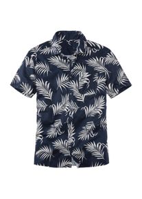 John Devin Heren Hawaiiaans overhemd in navy/cr&egrave;me ,maat S (37/38), Witt, 100% Katoen