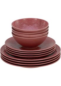 Teller-Set Creatable "Orient Mandala", rot, 12 Stk., Porzellan, Geschirr-Sets, Teller-Set, Teller Set, Speiseteller, Dessertteller und Schalen im Set