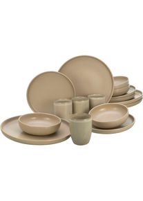 Kombiservice Creatable "Uno", beige (sand), 16 Stk., Steinzeug, Geschirr-Sets, Kombiservice, seidenmatte Oberfl&auml;che, jedes St&uuml;ck ein Unikat